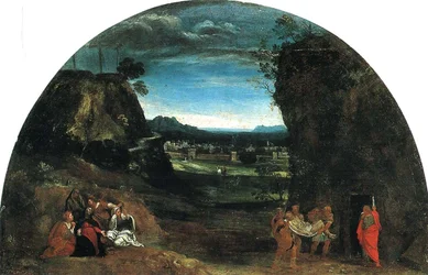 Landschap met begrafenis van Christus